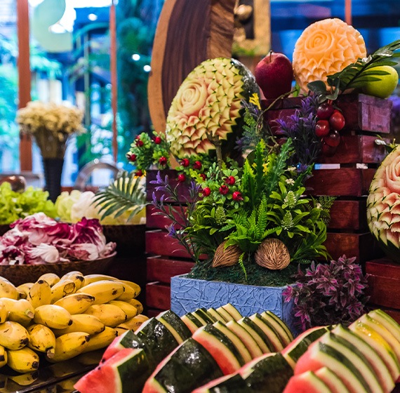 Willkommens-Obstplatte im Restaurant Kamala